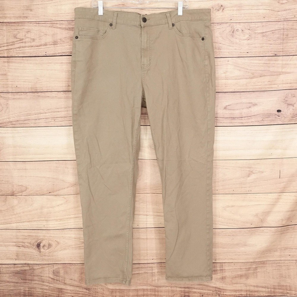 Gap Khaki Pants Mens 40x30 Beige Regular Fit Stretch 5 Pocket Chino